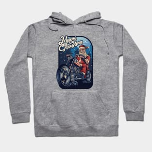 Vintage Biker Santa Claus Illustration Hoodie